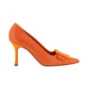 Krok-effekt skinn Almond Toe Pumps