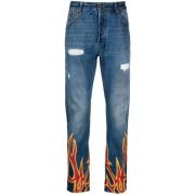 Brennende F-Print Straight-Leg Jeans