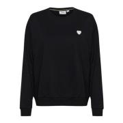 Svart Sweatshirt med Brodert Hjerte