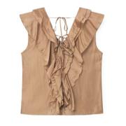 Ruffle Top med V-hals og Ruffles