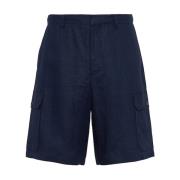 Blå Lin Bermuda Shorts