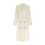 Hvit Silke Trenchcoat Elegant Stilig