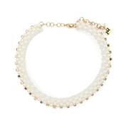 Perle Krystall Choker Halskjede