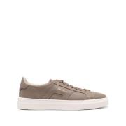 Taupe Brun Panel Sneaker med Perforert Detalj