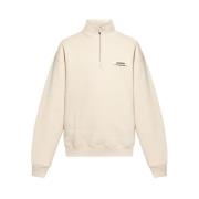 Beige Logo Zip Sweater