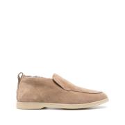 Beige Semskede Slip-On Sko med Fleecefôr