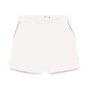 Beige Brodert Logo Sidelomme Shorts