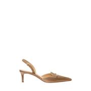 Beige Lena Skinn Slingback Pump Sko