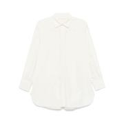 Hvit Button-Up Skjorte med Box-Pleat Detalj