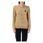 Svart Heart Patch Cardigan Strikkevarer Beige