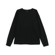 Svart Crew Neck Langarmet T-skjorte