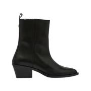 Sort Skinn Booties Stilig Moderne Look