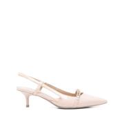 Beige Slingback Flate Sko Gummisåle