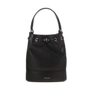 Svart Hammered Skinn Bucket Bag