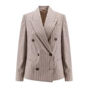 Dobbeltradet pin-stripe ull blazer