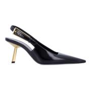 Svarte Skinn Slingback Pumps