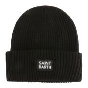 Svart herre beanie med brodert logo