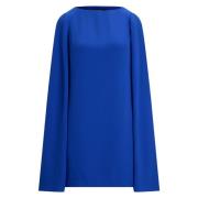 Blå Lauren By Ralph Lauren Blå Cape Georgette Coctail Dress Kjoler