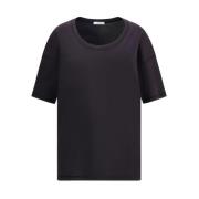 Monokrom Ribbet Bomull Crew Neck T-skjorte