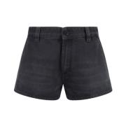 Monokrom Denim Shorts med Lommedetaljer