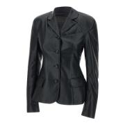 Sort Skinn Fitted Blazer Jakke