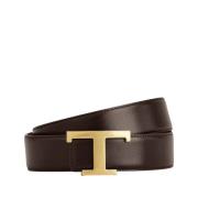 Reversibelt belte i skinn med T-spenne