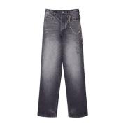 Svart Vasket Oversize Denim Jeans