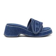 Sa-Oval D Pf W - Denim slide sandaler med Oval D stropp