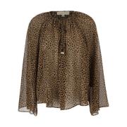 Leopardmønstret Brun Bluse Kvinne