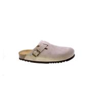 Beige Semsket Sandal med Spenne