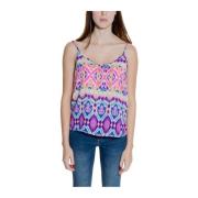 Fuchsia Ikat Print V-Hals Tank Top