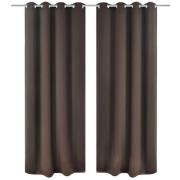 vidaXL Lystette gardiner 2 stk med metallmaljer 135x175 cm brun