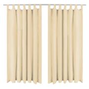 vidaXL Mikrosateng gardiner med hemper 2 stk 140x245 cm beige