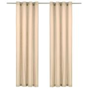 vidaXL Gardiner med metallringer 2 stk bomull 140x175 cm beige