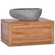 vidaXL Veggmontert baderomsskap 60x45x30 cm heltre teak