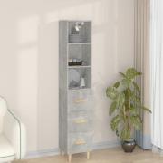 vidaXL Highboard betonggrå 34,5x34x180 cm konstruert tre