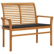 vidaXL Hagebenk med antrasitt pute 112 cm heltre teak