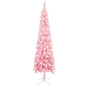 vidaXL Forhåndsbelyst slankt juletre rosa 120 cm