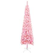 vidaXL Forhåndsbelyst slankt juletre rosa 240 cm