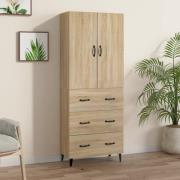 vidaXL Highboard sonoma eik 69,5x34x180 cm konstruert tre