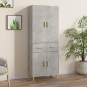 vidaXL Highboard betonggrå 69,5x34x179 cm konstruert tre