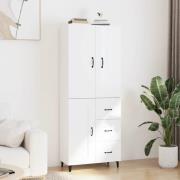 vidaXL Highboard høyglans hvit 69,5x34x180 cm konstruert tre