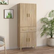 vidaXL Highboard sonoma eik 69,5x34x179 cm konstruert tre