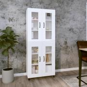 vidaXL Highboard høyglans hvit 69,5x34x180 cm konstruert tre