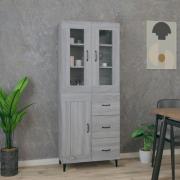 vidaXL Highboard grå sonoma 69,5x34x180 cm konstruert tre