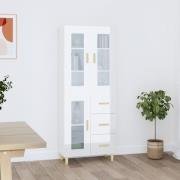 vidaXL Highboard høyglans hvit 69,5x34x180 cm konstruert tre