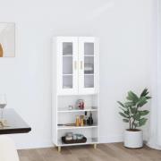 vidaXL Highboard høyglans hvit 69,5x34x180 cm konstruert tre