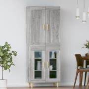 vidaXL Highboard grå sonoma 69,5x34x180 cm konstruert tre