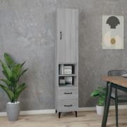 vidaXL Highboard grå sonoma 34,5x34x180 cm konstruert tre