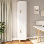 vidaXL Highboard høyglans hvit 34,5x34x180 cm konstruert tre